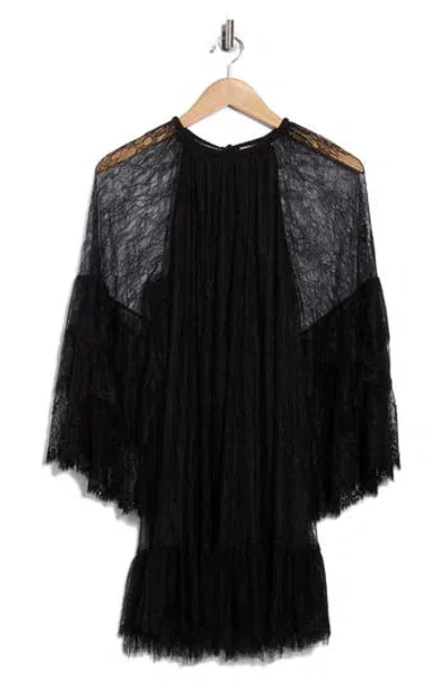Alice And Olivia Alice + Olivia Delia Ruffle Long Sleeve Dress In Black