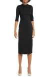 Alice And Olivia Delora Fitted Midi Dress In Black In Black