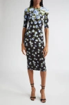 Alice And Olivia Alice + Olivia Delora Floral Jersey Midi Dress In Multi