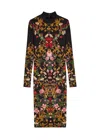 Alice And Olivia Delora Midi Dress In Evermine In Multi