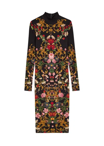 ALICE AND OLIVIA ALICE + OLIVIA DELORA FLORAL-PRINT JERSEY MIDI DRESS