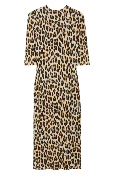 ALICE AND OLIVIA ALICE + OLIVIA DELORA LEOPARD PRINT KNIT MIDI DRESS