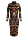 Alice And Olivia Delora Turtleneck Midi Dress Evermine In Black