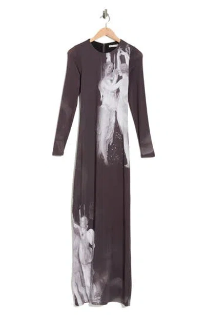 Alice And Olivia Alice + Olivia Delora Long Sleeve Maxi Dress In Brown