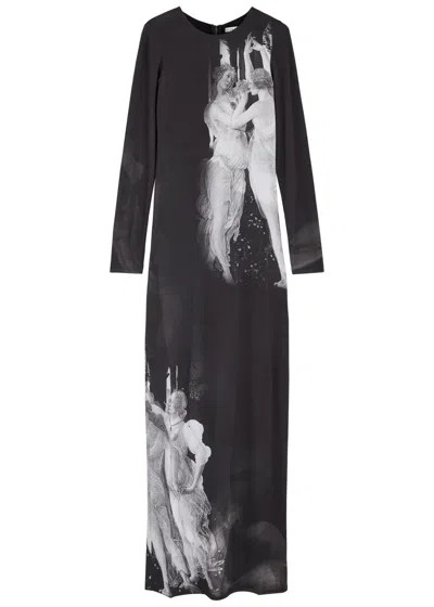 Alice And Olivia Alice + Olivia Delora Printed Jersey Maxi Dress In Black