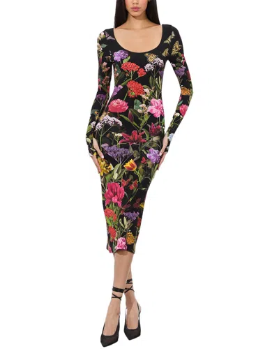 Alice And Olivia Delora Scoop Neck Midi Dress In Multi