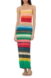 Alice And Olivia Delora Strapless Maxi Dress Rainbow Reef