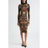 Alice And Olivia Delora Turtleneck Midi Dress Evermine In Black