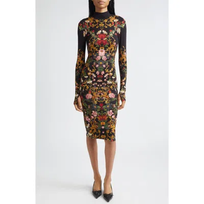 ALICE AND OLIVIA ALICE + OLIVIA DELORA TURTLENECK LONG SLEEVE BODY-CON MIDI DRESS