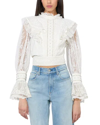 Alice And Olivia Alice + Olivia Delpha Silk-trim Top In White