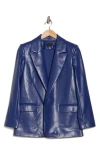 Alice And Olivia Alice + Olivia Denny Faux Leather Blazer In Midnight Blue