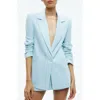 Alice And Olivia Denny Linen Blend Boyfriend Blazer In Spring Sky
