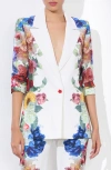 Alice And Olivia Denny Boyfriend Blazer In Garden Brunch Off White