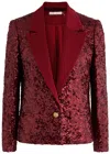 Alice And Olivia Denny Boxy Sequined Blazer In Dark Red