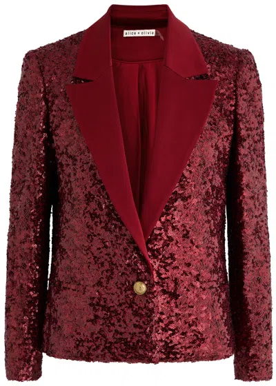 ALICE AND OLIVIA ALICE + OLIVIA DEVYN SEQUIN-EMBELLISHED TULLE BLAZER