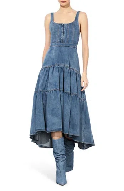 ALICE AND OLIVIA ALICE + OLIVIA DIANA STRUCTURED TIERED HIGH-LOW MAXI DRESS