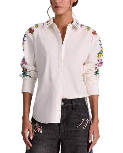 Alice And Olivia Alice + Olivia Dimitra Oversized High-low Shirt In White