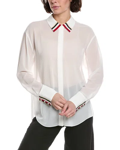 Alice And Olivia Alice + Olivia Dimitra Oversized Hi-low Button Down Shirt In White