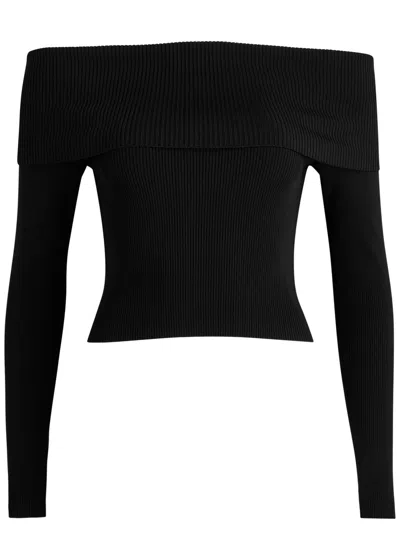 ALICE AND OLIVIA ALICE + OLIVIA DOLAN OFF-THE-SHOULDER RIBBED TOP