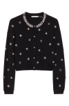 Alice And Olivia Alice + Olivia Dollie Jewel Embellished Cardigan In Black