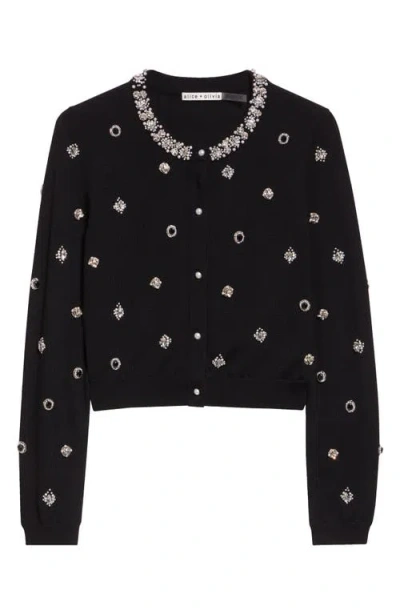 Alice And Olivia Alice + Olivia Dollie Jewel Embellished Cardigan In Black