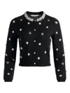 Alice And Olivia Dollie Embellished Cardigan Sweater In Black