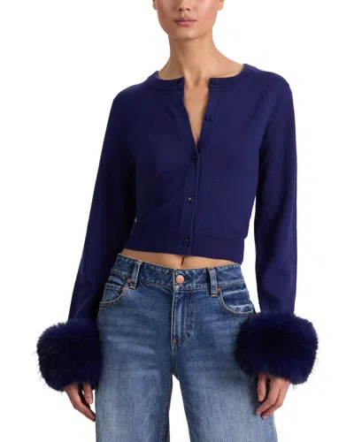 Alice And Olivia Alice + Olivia Dollie Wool-blend Cardigan In Blue