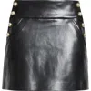 Alice And Olivia Alice + Olivia Donald Button Trim Faux Leather Miniskirt In Black