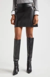 Alice And Olivia Donald High Rise Vegan Leather Side-button Skirt In Black