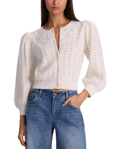 Alice And Olivia Alice + Olivia Doris Puff Sleeve Wool-blend Cardigan In Neutral
