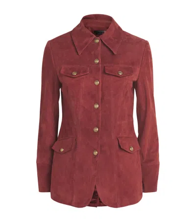 Alice And Olivia Alice+olivia Dorothie Suede Utility Jacket In Burgundy