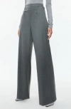 Alice And Olivia Aspen High Rise Double Waist Trouser In Shadow Grey Melange