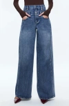 Alice And Olivia Trish Mid-rise Baggy Jeans In Brooklyn Blue