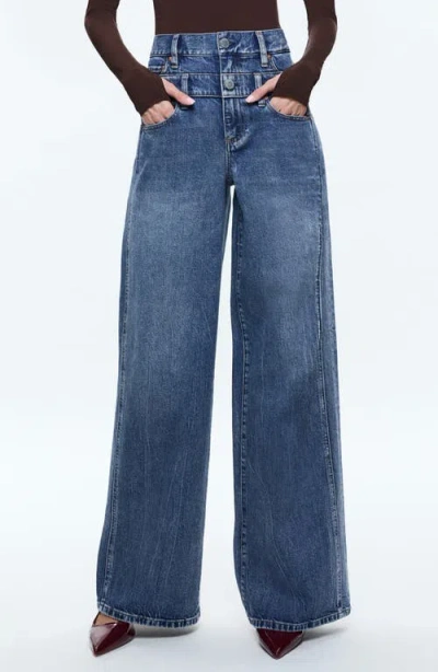 ALICE AND OLIVIA ALICE + OLIVIA DOUBLE WAISTBAND WIDE LEG JEANS