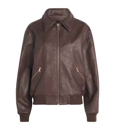 Alice And Olivia Alice+olivia Double-layer Collins Leather Jacket In Brown