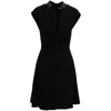 Alice And Olivia Alice + Olivia Dress With Leather Collar In Black Polyester In Black