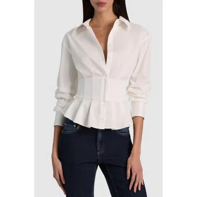 Alice And Olivia Alice + Olivia Edie Gathered Corset Shirt In Off White