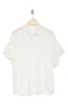 Alice And Olivia Alice + Olivia Edyth Ruffle Short Sleeve Button-up Shirt In Off White