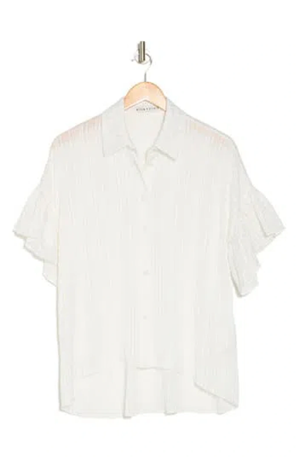 Alice And Olivia Alice + Olivia Edyth Ruffle Short Sleeve Button 