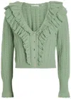 Alice And Olivia Alice + Olivia Eileen Ruffled Wool Cardigan In Green