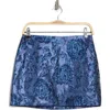 Alice And Olivia Elana Metallic Floral Mini Skirt In Midnight Blue