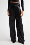 Alice And Olivia Elba Sequined Straight-leg Pants In Black