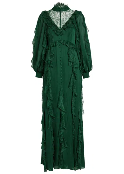 Alice And Olivia Alice + Olivia Elea Ruffled Chiffon Maxi Dress In Green