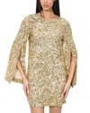 Alice And Olivia Eleonora Embellished Slit Sleeve Mini Dress In Gold