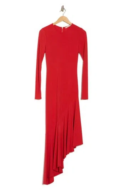 Alice And Olivia Alice + Olivia Elia Long Sleeve Asymmetric Flounce Hem Dress
