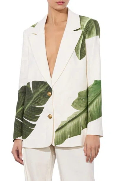 Alice And Olivia Alice + Olivia Elna Slim Fit Linen Blend Longline Blazer