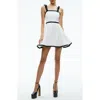 Alice And Olivia Eloisa Tie Shoulder Dress In Off White/black