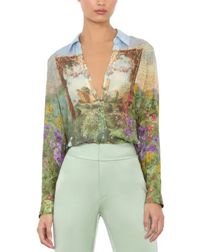 ALICE AND OLIVIA ALICE + OLIVIA ELOISE BUTTON BLOUSE
