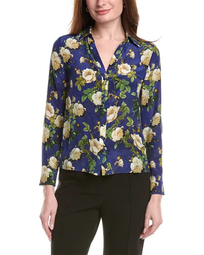 Alice And Olivia Alice + Olivia Eloise Button Down Silk Blouse In Multi