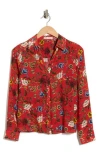 Alice And Olivia Alice + Olivia Eloise Floral Button-up Shirt In Red